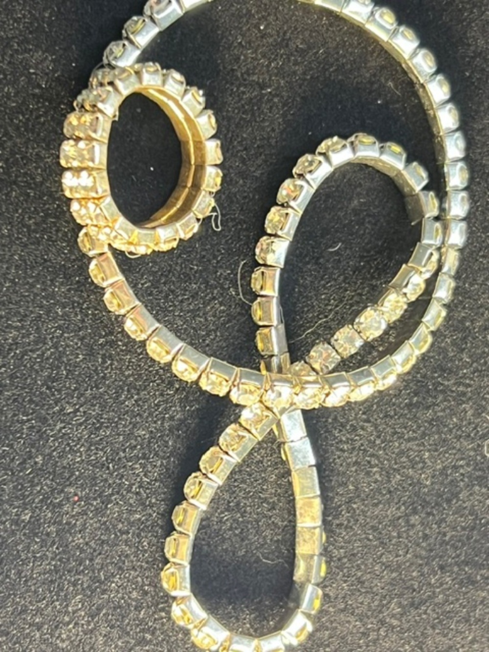 Gold Tone / Faux Rhinestones Stretchy Ring and Bracelets Set.